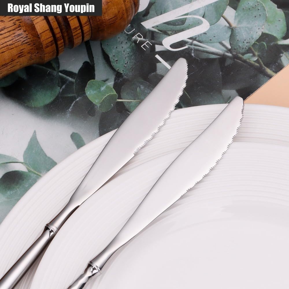 Manico Solido Martellato/lucido Cucina Acciaio Inossidabile Posate Stoviglie Posate Coltelli Forchette Cucchiai Set Cucchiaio E Forchetta Da Dessert Da Cucina (Manico a forma di martello,20 pezzi)