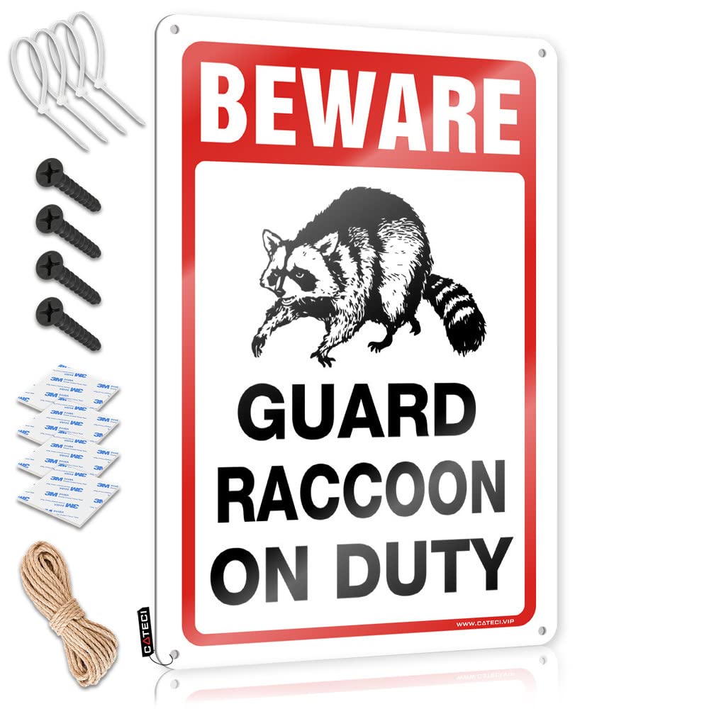 Decoration Tin Ready To Hang - Beware! Guard Raccoon On Duty Custom For Western Bar(30X40CM)