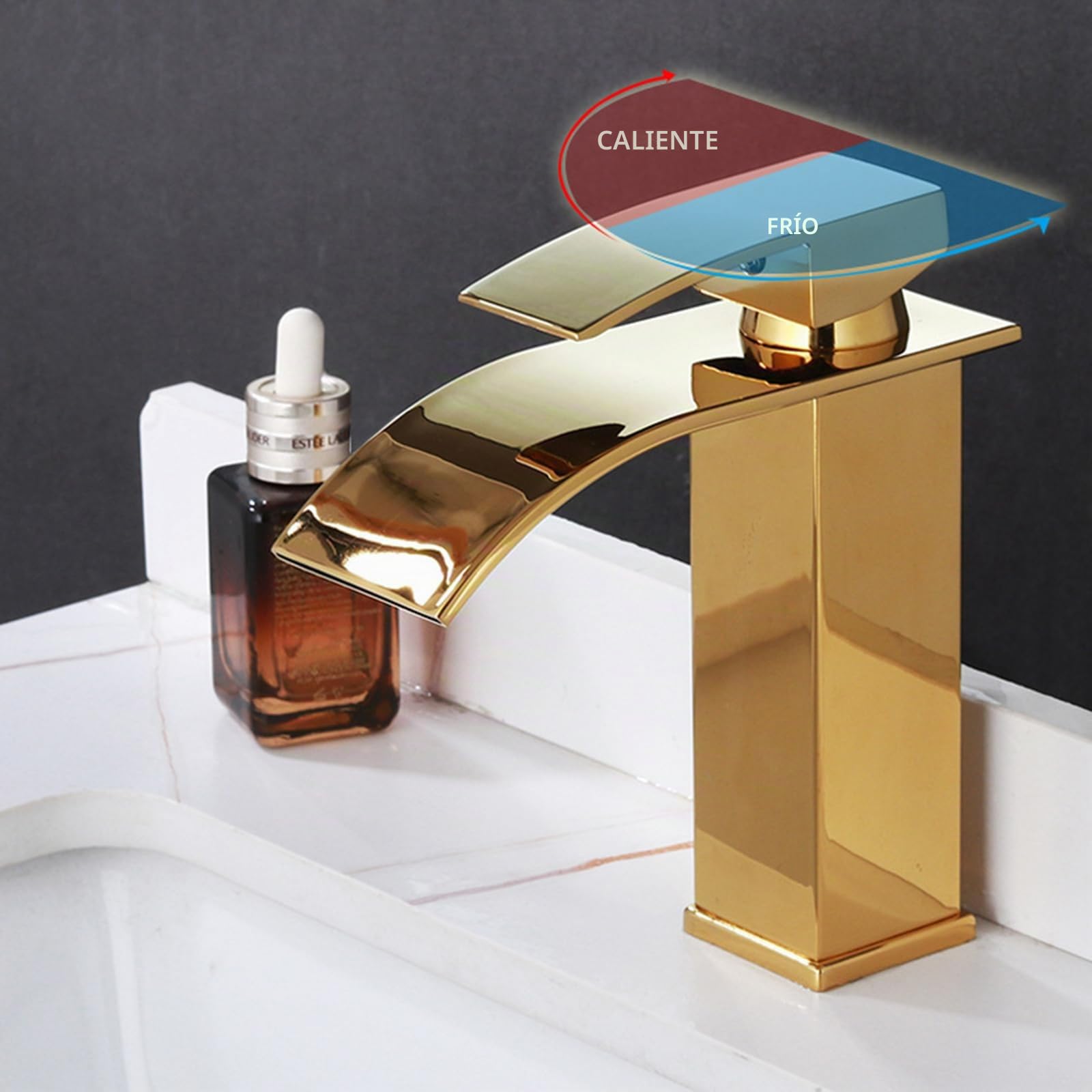 Grifo Lavabo Cascada Monomando Frío Y Caliente Grifo Baño Grifo Monomando Lavabo,oro Rosa,corto