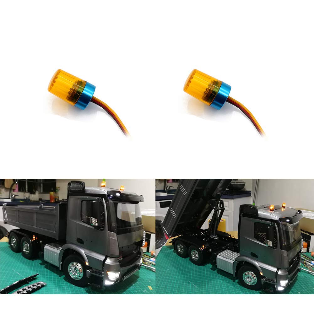 INJORA Lot de 4 lampes frontales LED RC pour voiture RC Accessoires pour voiture Tamiya Tracteur RC Pelleteuse camion d'ingénierie Jaune