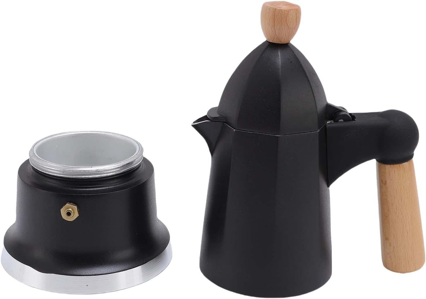GIFTER Stovetop Coffee Maker Aluminum Alloy Percolator with Wooden Handle Release Valve Octagonal Design for Richer Experience Home Use