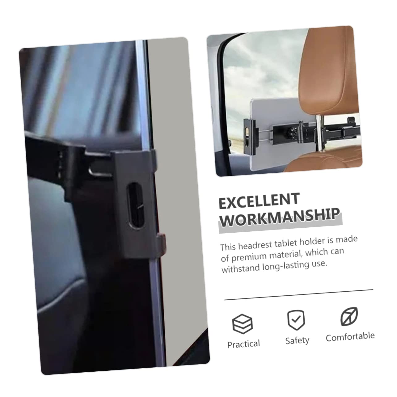 DOITOOL Headrest Tablet Holder for Car Rotatable Tablet Mount Stand Phone Holder Easy Install for -Distance Travel Movies Games Music Compatible