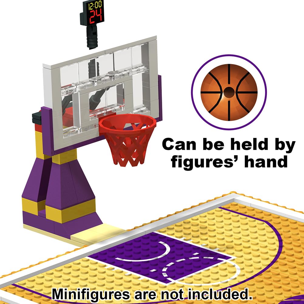Building Block Bildung Spielzeug für Basketball Court Baseplates 5" X 10" (3-Pack) und Sets von 2 Basketball Ständer Bausteine für Basketball Spiel kompatibel mit Major Marken (Basketball Playset)