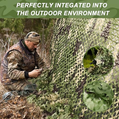 Image of Camo Netting, Camouflage Netting, Hunting Blind Camo Net, Army Party Decorations, Sunshade Fence Nets, Lightweight, Bulk Roll, Mesh, Great for Camping, Shooting, Photograph, Car Cover, Outdoor