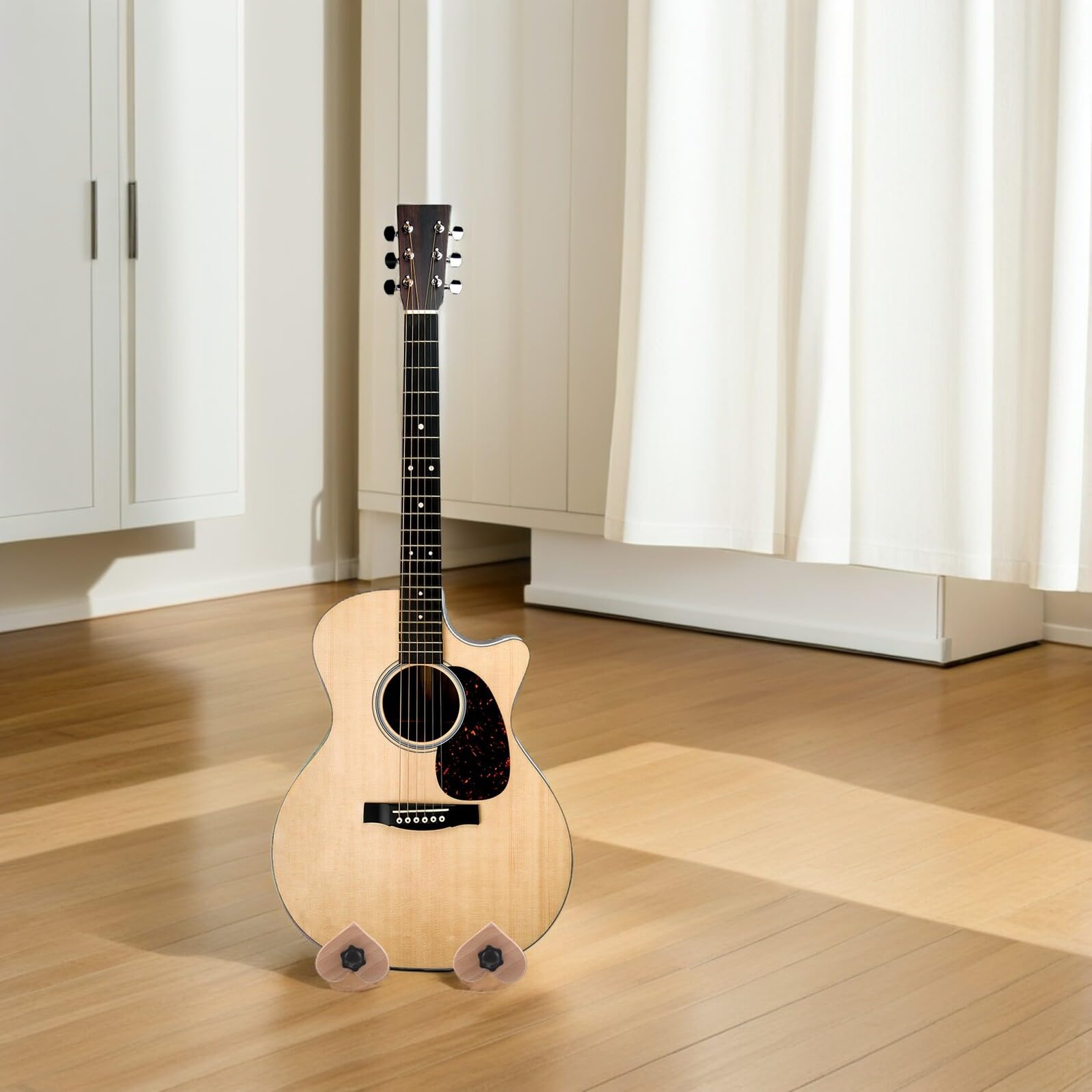 Beaupretty Zwei Stück Gitarrenständer aus Buchenholz Verstellbarer Rutschfester Bodenhalter für Akustik und E-gitarren Ukulelenhalter für Anfänger Wohnraum und Studio
