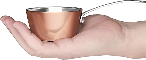 Macevia Mini sartén, calentador de mantequilla de acero inoxidable de cobre, calentador de leche, mini olla para derretir mantequilla, pequeña olla
