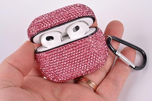 Miniatura 3 de Funda brillante compatible con AirPods de 3 generación con llavero, a prueba de golpes, funda protectora de diamantes de imitación premium para
