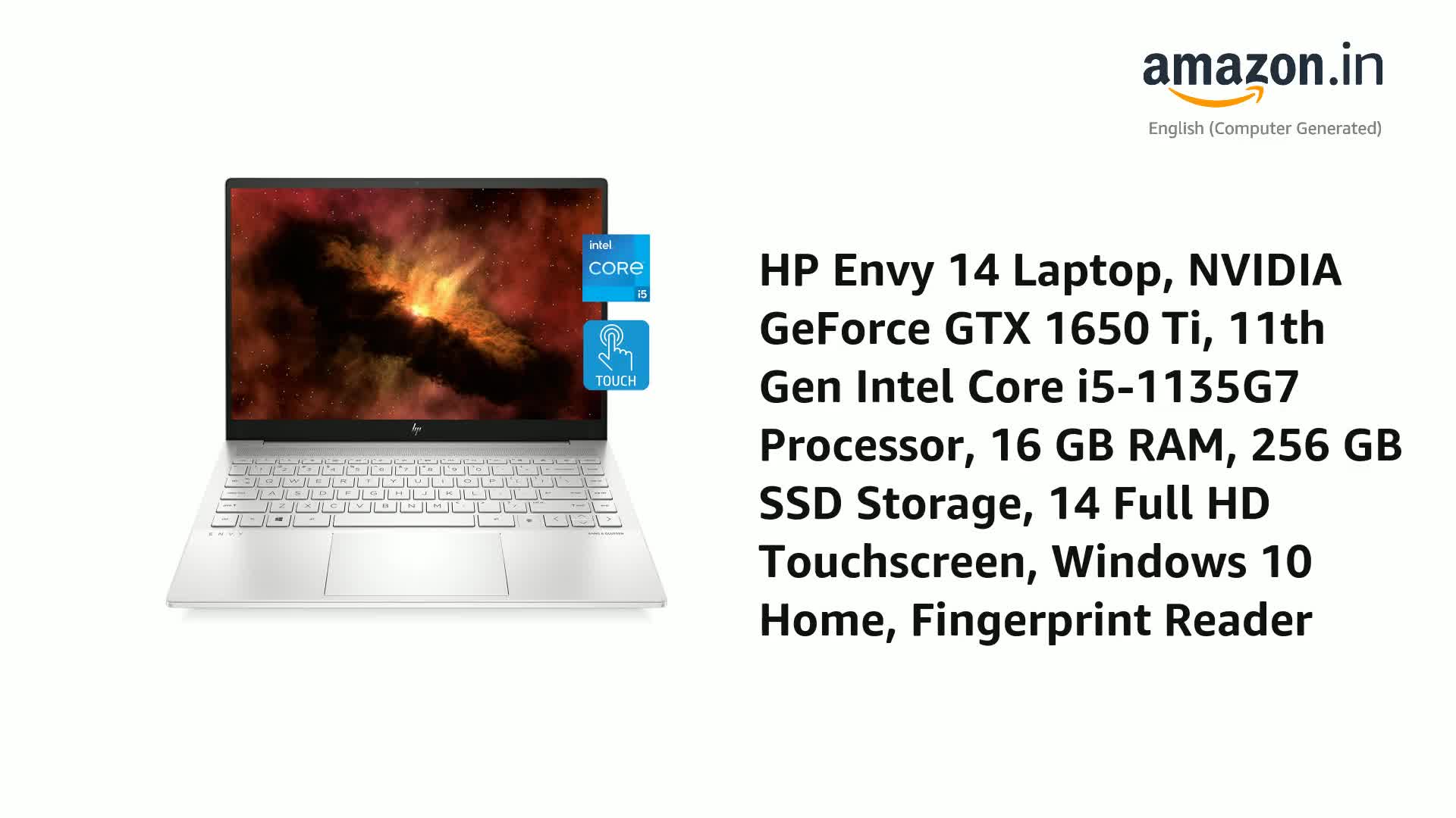 HP Envy 14 Laptop, NVIDIA GeForce GTX 1650 Ti, 11th Gen Intel Core
