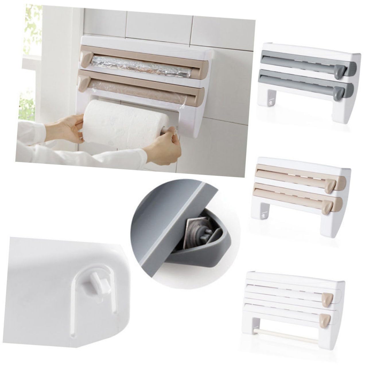 Organizador de cocina PRETYZOOM con estante para botellas y dispensador de film práctico