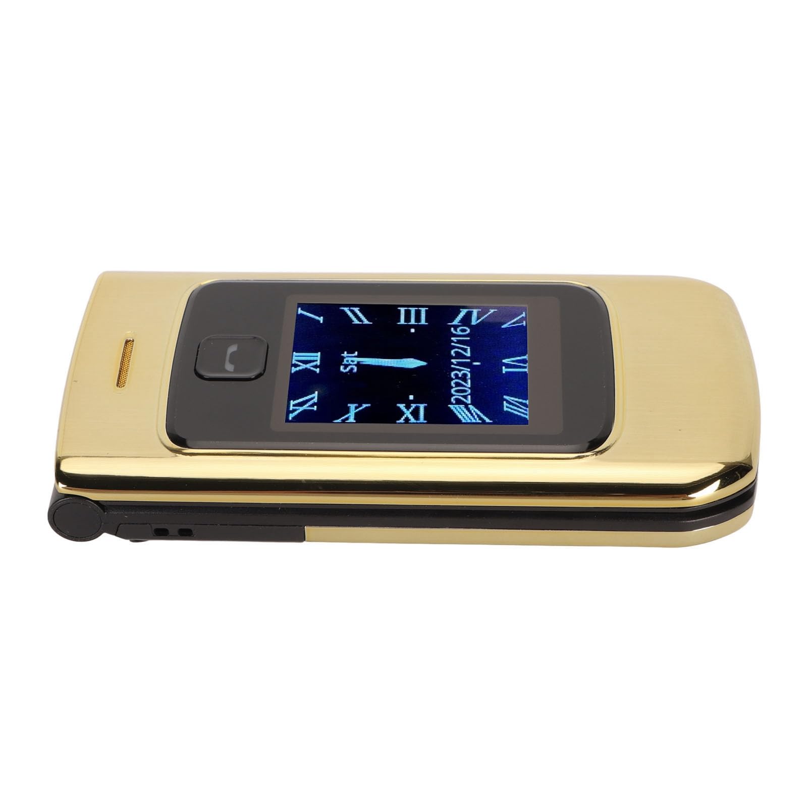 POENVFPO - Teléfono plegable con botón grande y funciones potentes. Pantalla doble. Batería 4800 MAh para personas mayores (GOLD)
