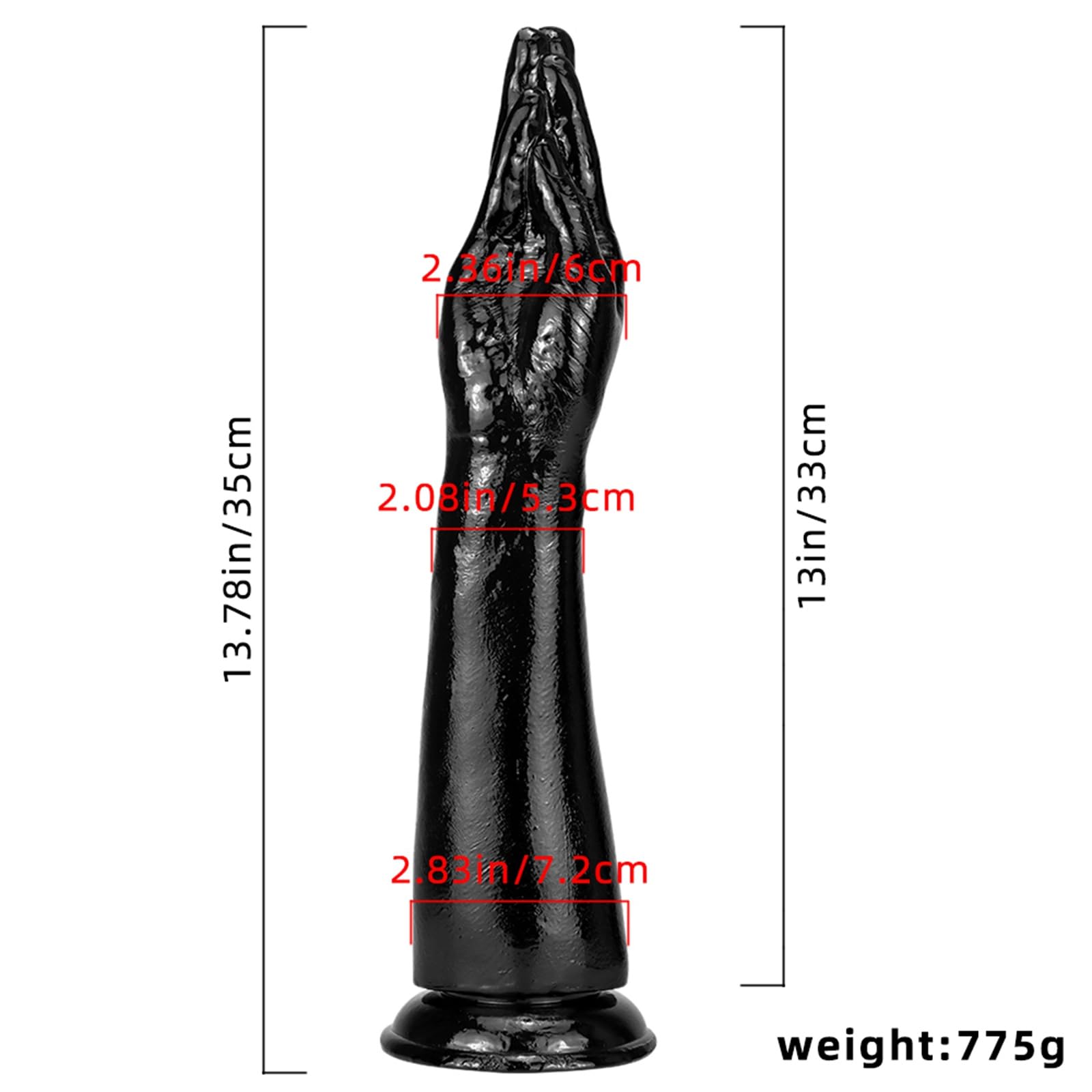 Gode ​​anal à main, gode fisting de 35 cm avec ventouse puissante, jouet sexuel for couples de femmes