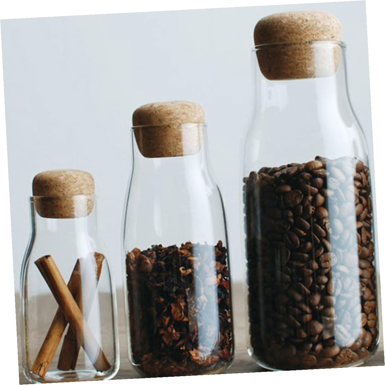 Mobestech 3pezzi Barattoli Vetro per Caramelle Contenitori Trasparenti con Tappo in Sughero Barattoli per Snack Domestici Resistente alle Alte Temperature Facile da Pulire