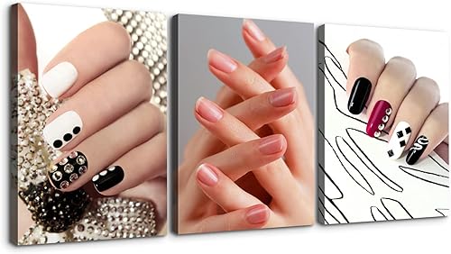Denozer - Decoración de pared para sala de uñas de salón, lienzo, arte de pared, decoración de cuadros, marco de pintura, póster, manicura,