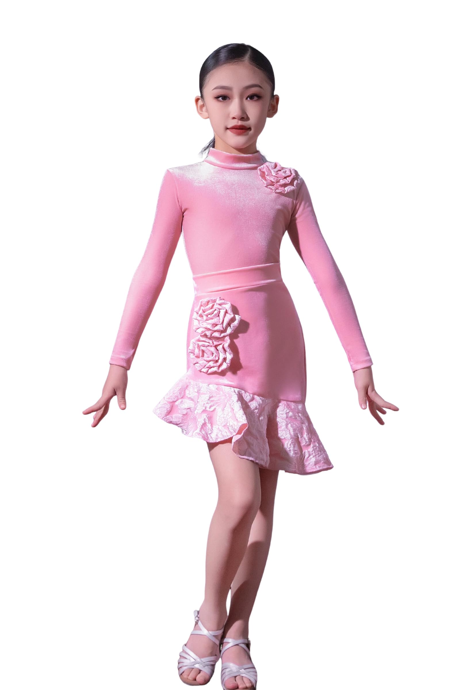 Vestido de Baile Latino para niñas, Vestido de Terciopelo para salón de Baile Salsa Samba Tango Baile Latino Fiesta de Baile Disfraz Carnaval