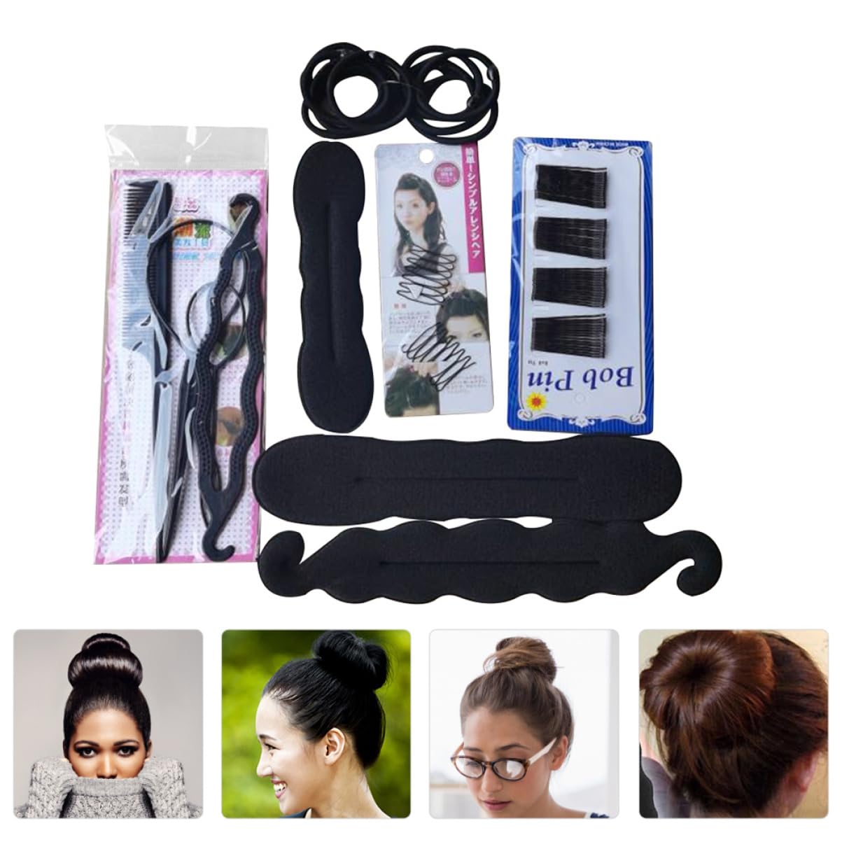 Didiseaon 1Set DIY Hair Styling Tools Hair Modelling Kit for Easy Buns Curls Ponytails for All Hair Including Thick Thin Curly Straight Hair