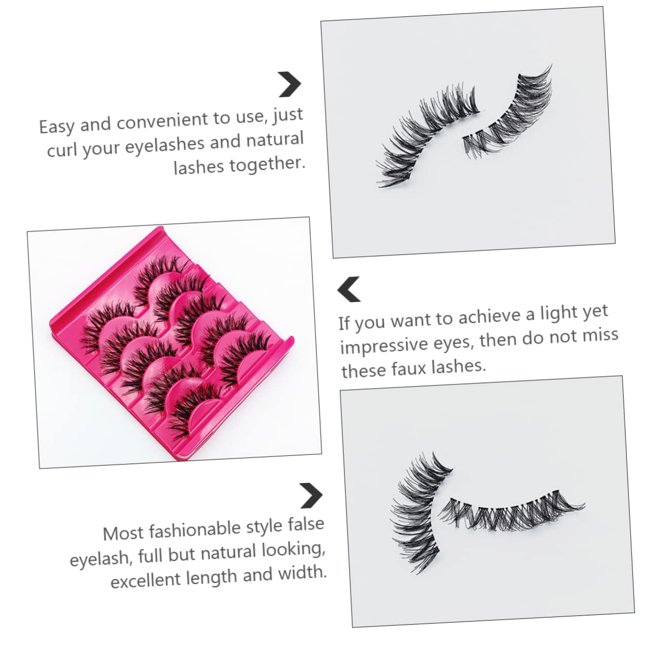 Beaupretty Lot De 4 Faux Réutilisables Moelleux Et Moelleux Pour Le Maquillage Kit D'extension De Naturels Faits À La Main 15 Paires X 4
