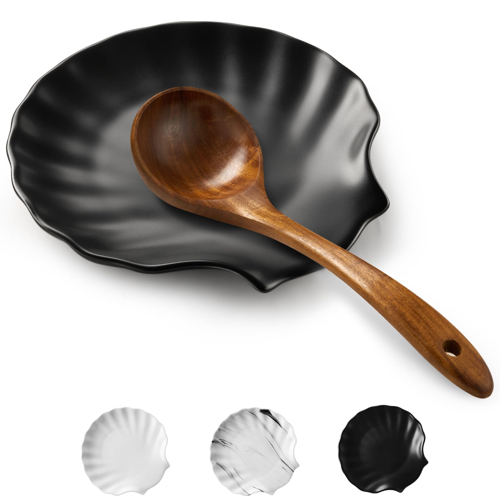 ABRUTY Spoon Rest for Stove Top, Ceramic Spoon Holder for Kitchen Counter, Modern Farmhouse Kitchen Decor Accessories for Spatula, Spoons or Tongs