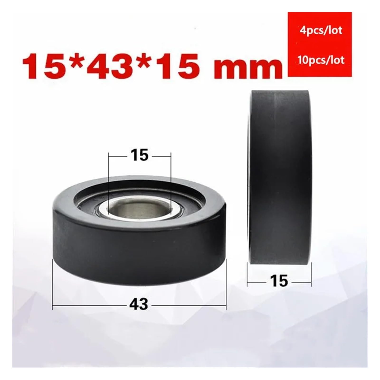 4/10 Sztuk 15 * 43 * 15mm PU Łożysko Pokryte Gumą 6202 6202RS Koło Pasowe O Niskim Poziomie Hałasu Miękkie 15x43x15 | 10pcs