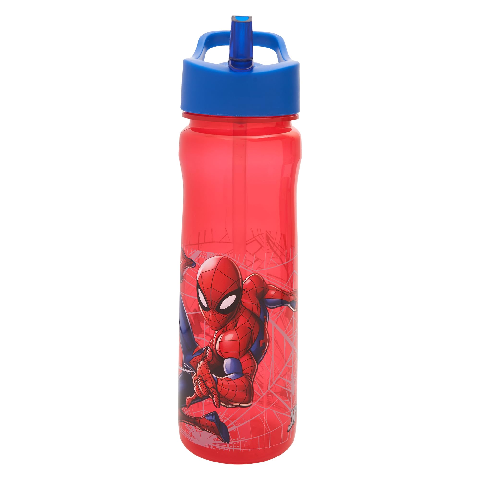 spider-man-action-water-bottle-with-straw-reusable-kids-600ml-pp