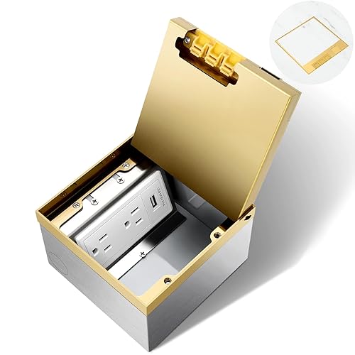 Vagueior Recessed Flat Hidden Floor Electrical Outlet Kit,Hidden Duplex 15A