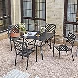 VICLLAX Patio Dining Set 5 Piece Outdoor Furniture 4 Stackable Patio Dining Chairs with 1 Square...