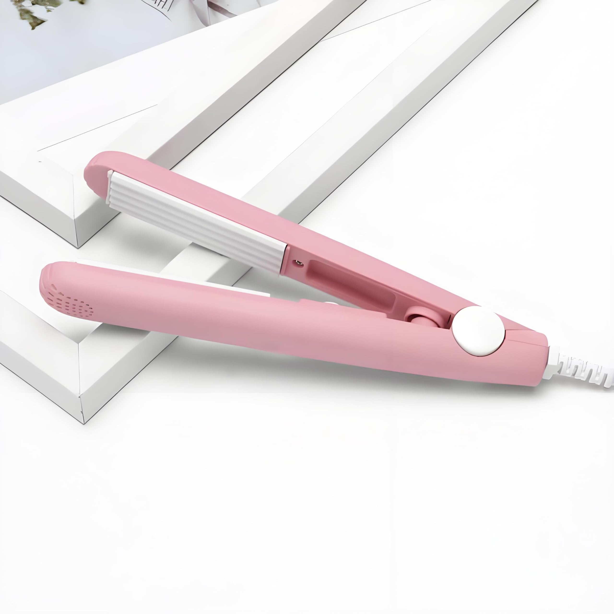 Mini Curling Iron Wand for Short and Fine Hair - 2-in-1 Travel Size Curler Straightener for Tousled Waves