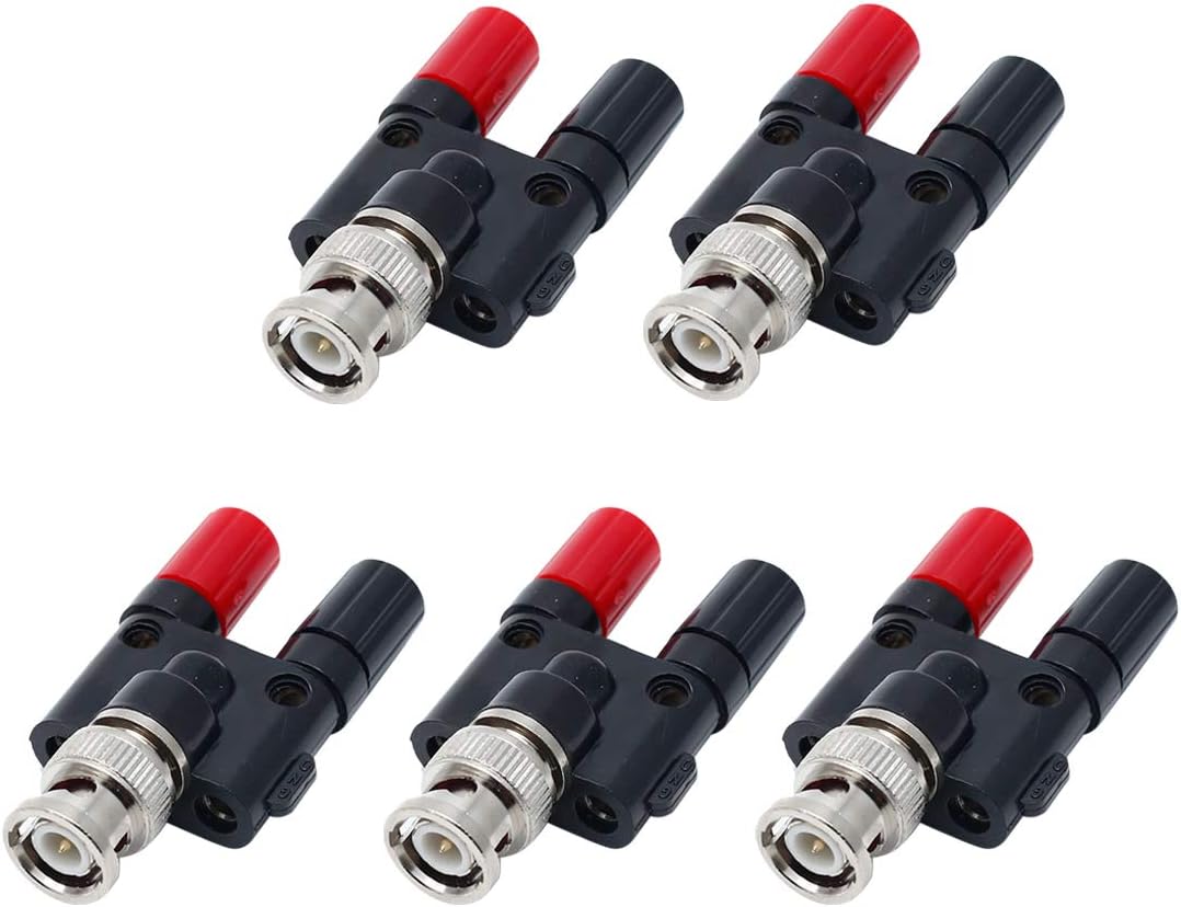 5Pcs BNC Male to Dual 4mm Banana Female Jack Coaxial Binding Post Adapter Connector