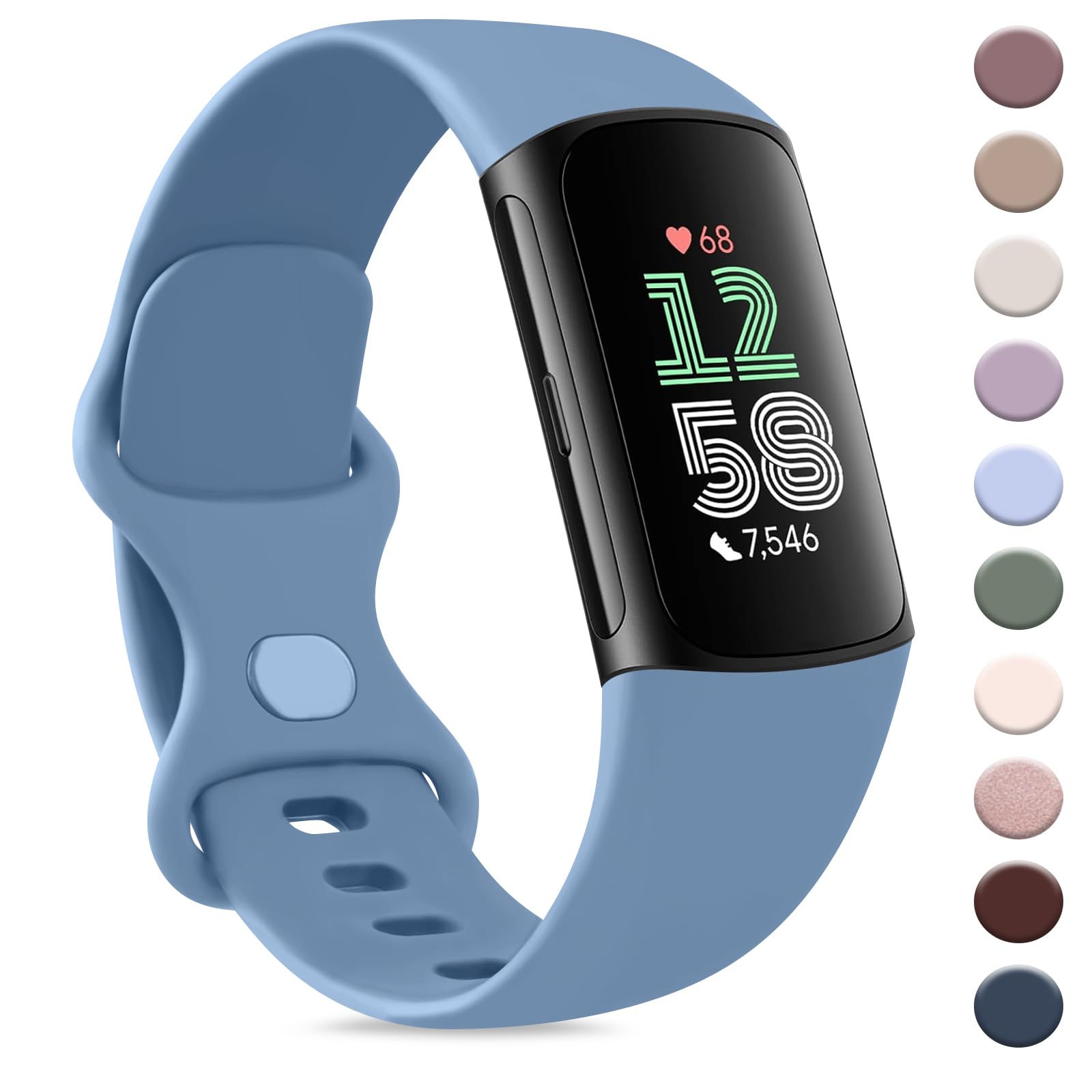 AK Sport Band Compatible with Fitbit Charge 6 Bands / Fitbit Charge 5 Bands Women Men, Classic Soft Replacement Straps Wristbands for Fitbit Charge 6