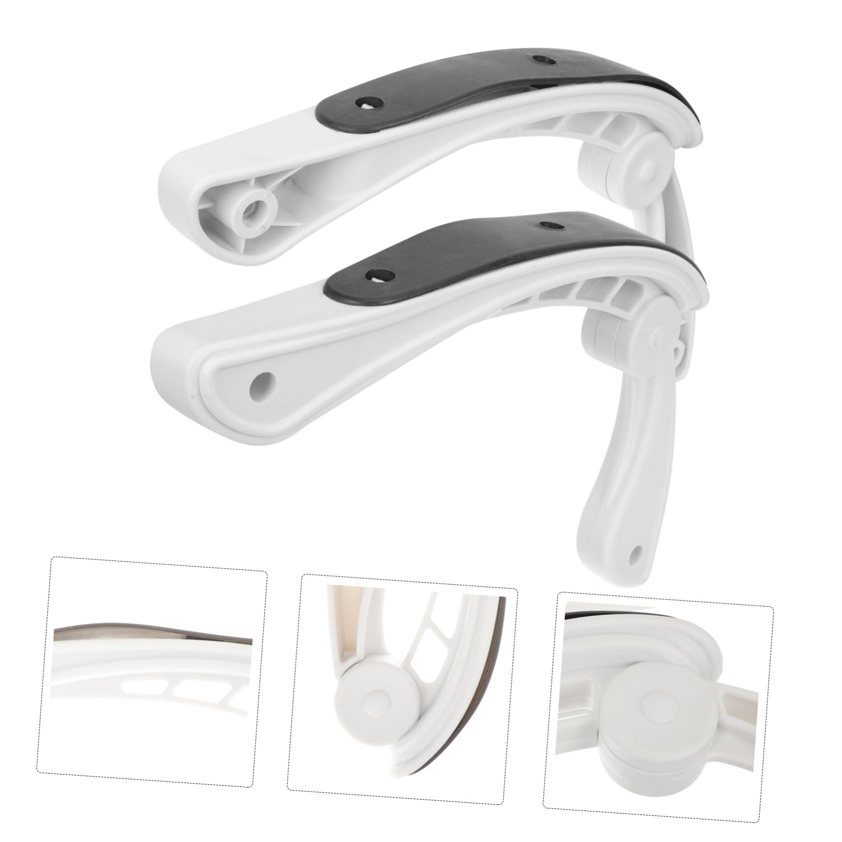 SHINEOFI Reposabrazos de Silla de Oficina de Plástico 2 Piezas | Repuesto para Silla Giratoria, Blanco y Negro, Agarre Firme, Soporta Peso Alto
