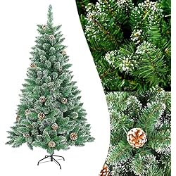 Aufun Artificial Christmas Tree 180cm Artificial Christmas Tree Deco Christmas Tree Verde PVC con Efecto Nieve con Soporte de Metal Decoración navideña