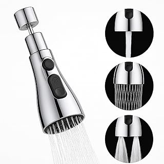 Kitchen Faucet Extender, Chrome Plated, 3-Mode Spray Head, Flexible Extension