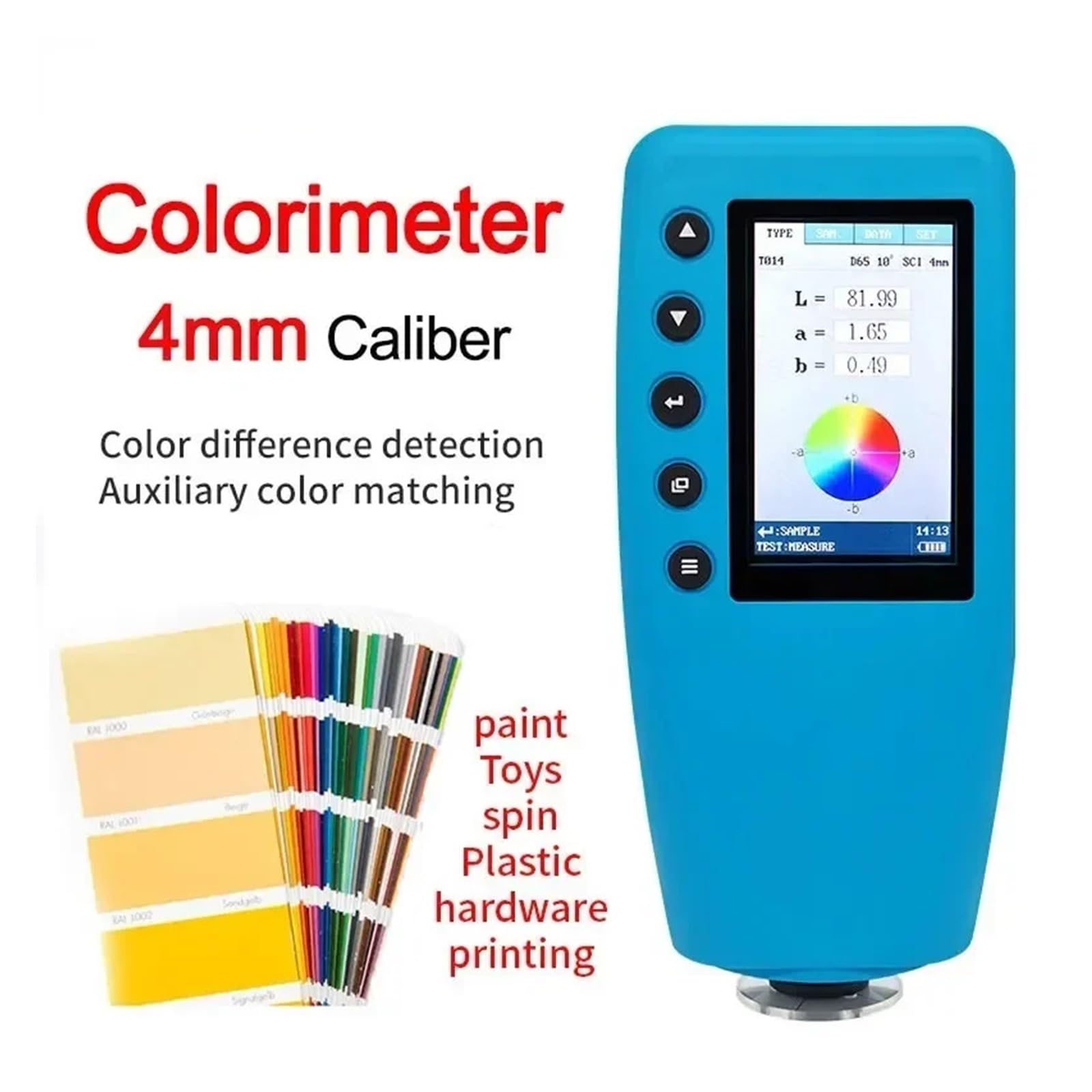 NURII Colorimeter, Color Analyzer Digital Precise Color Meter Tester Color Difference Meter Color Display 4mm Caliber
