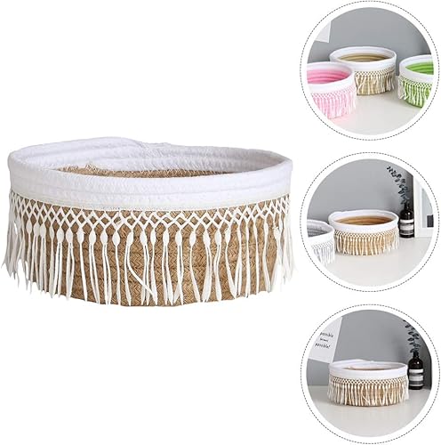 Miniatura 8 de Cabilock 1 cesta de almacenamiento de tela para artículos de mesa, borlas de varios colores