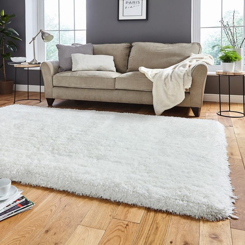 Image of Plain Plush Fur Rugs Bedroom Home Drawing Room Indoor 5x8 Feet White