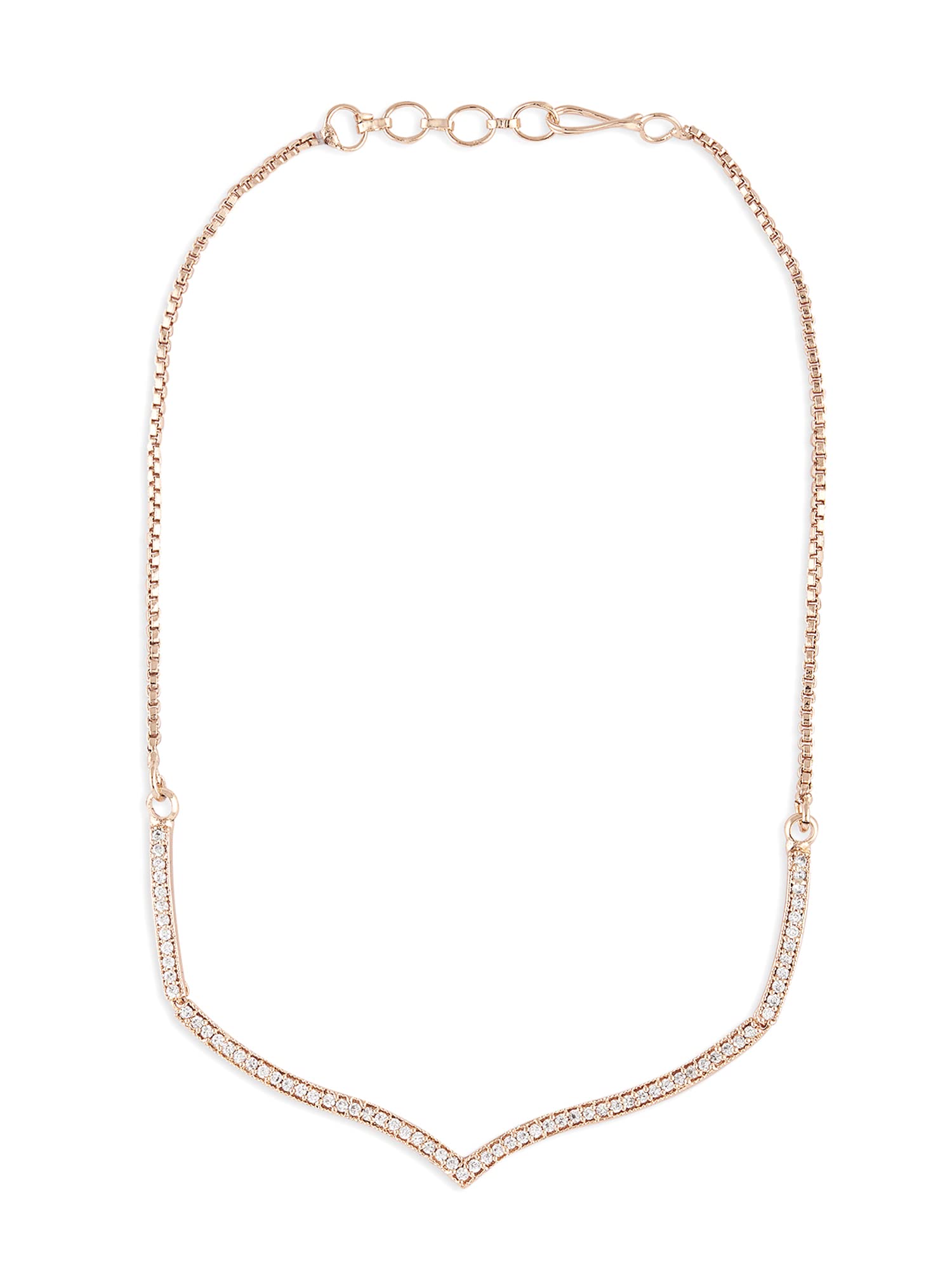 ZAVERI PEARLS Rose Gold Contemporary Cubic Zirconia Sleek Necklace For Women-ZPFK15264 (B0BRXMQ6T3) Amazon Price History, Amazon Price Tracker