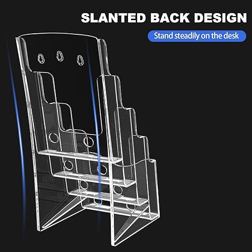 Miniatura 9 de 2 soportes acrílicos para folletos, soporte para folletos de 4 x 9 pulgadas, soporte para folletos transparente de 4 niveles, soporte organizador de