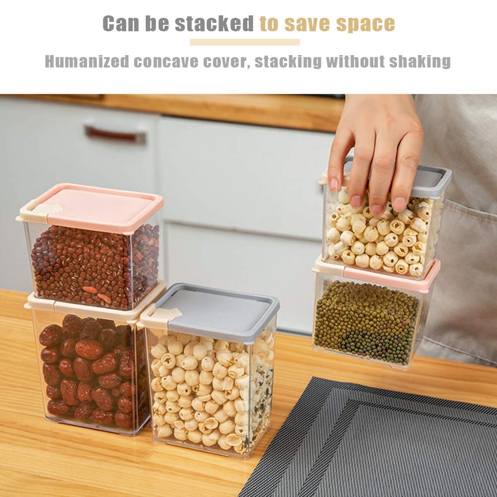 Recipientes Para Almacenamiento De Cereales (Juego De 6) Herméticos Almacenamiento De Alimentos Con Tapa De Fácil Vertido, Resistentes A La Humedad Y Sin BPA, Ideales Para Pasta, Nueces, Espaguetis
