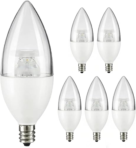 Bombilla LED para lámpara de araña B11, punta de torpedo, 7 W (equivalente a 60 W) 500 lúmenes, base de candelabro E12, 4000 K, blanco frío,