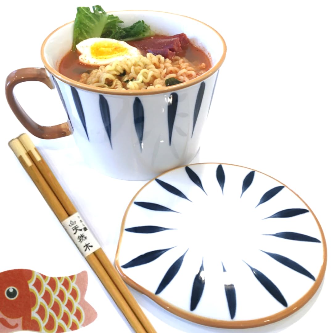 MOMOZEE Ramen bowl, ramen cooker, Japanese ceramic ramen bowls, soup bowl, noodle bowls with chopsticks, ramen noodle bowl set, microwavable ramen noodle bowls with lid, instant noodle cooker