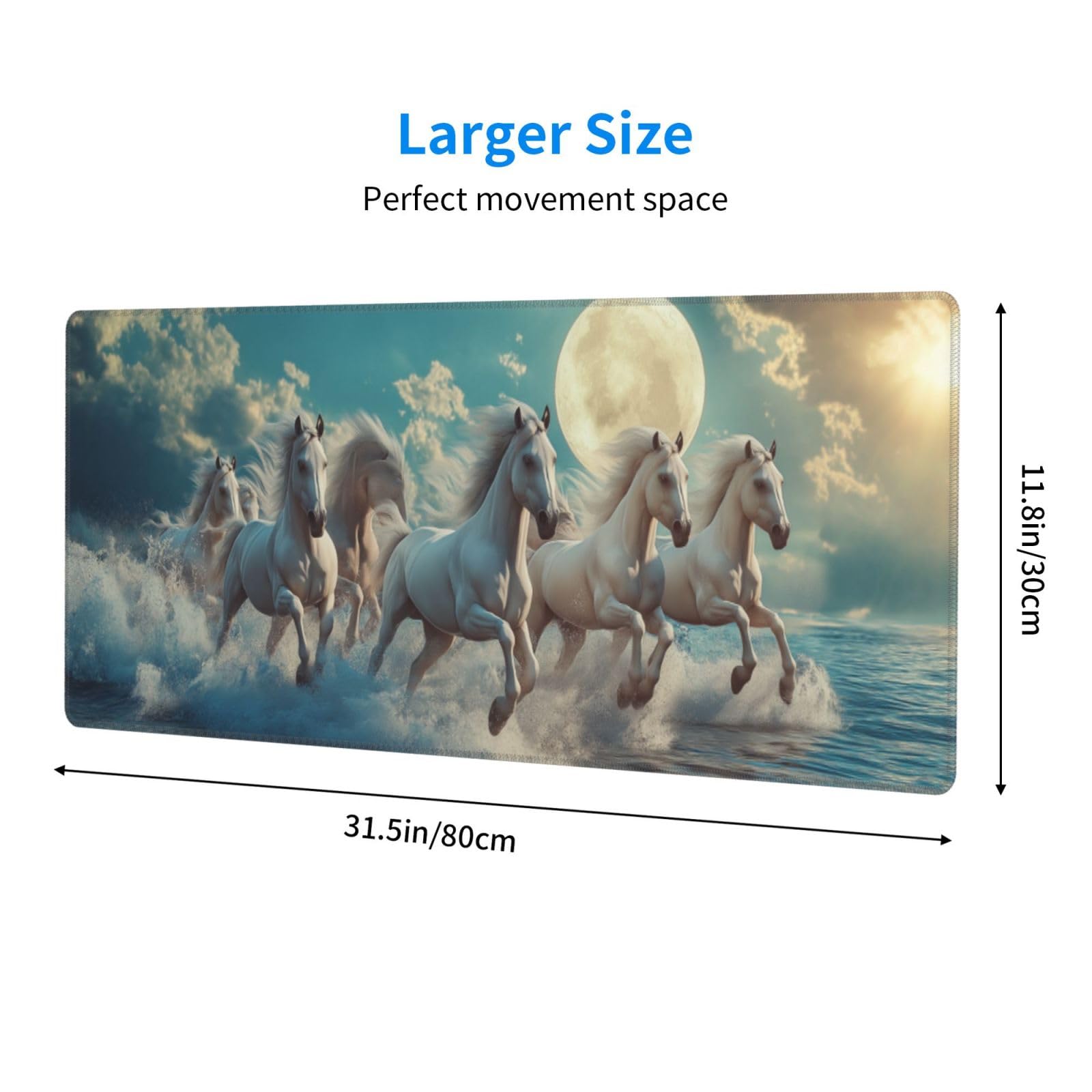 Western Native Horse Gaming Mouse Pad - 31.5x11.8 Inch Desk Mat With Non-Slip Base