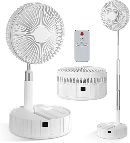 Portable Telescopic Foldable Desk Fan ,10000mAh Foldable Pedestal Floor Fan with remote control,4 speed remote control electric collapsible Standing