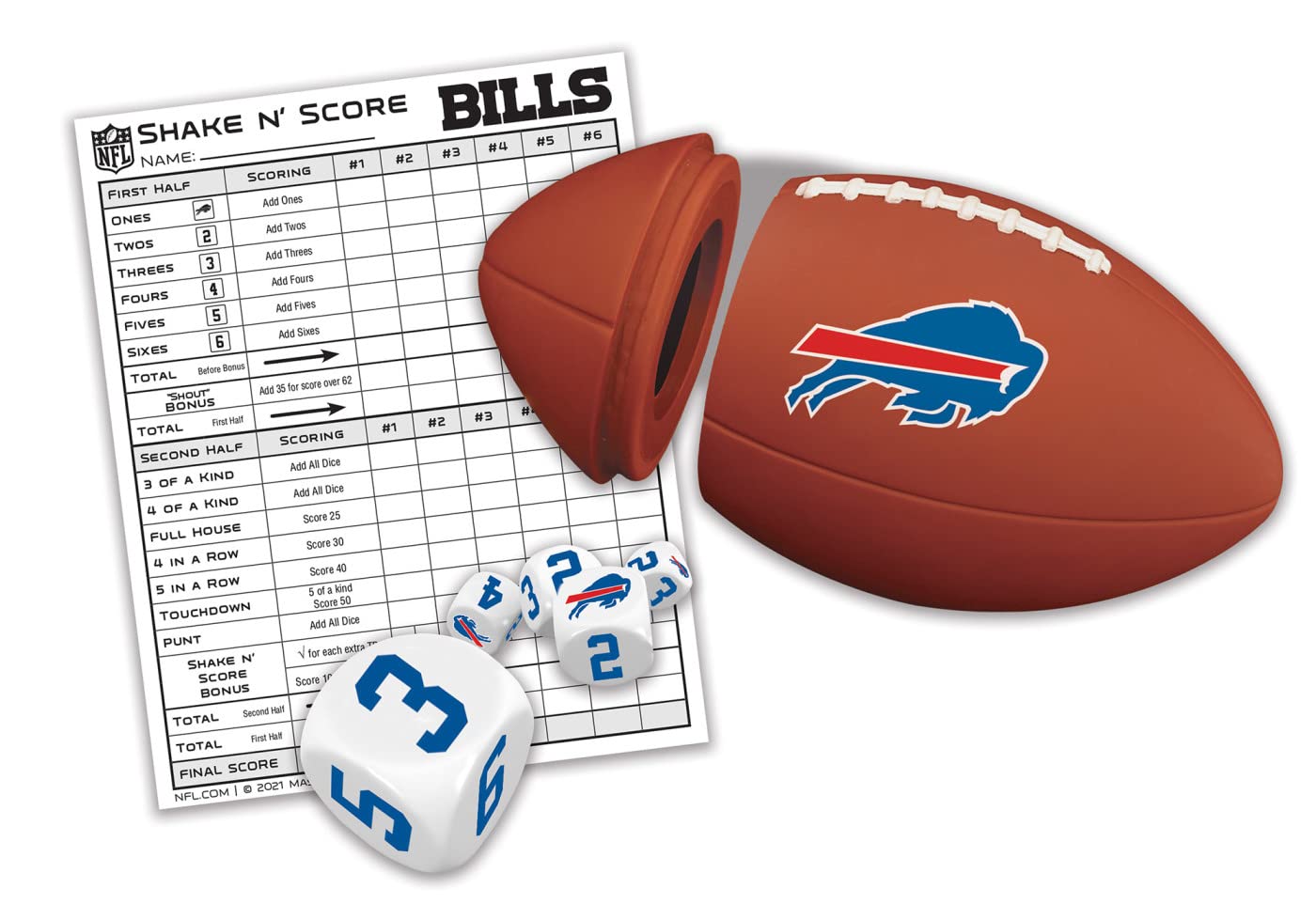 MasterPieces Game Day - NFL Buffalo Bills - Shake N' Score Dice Game