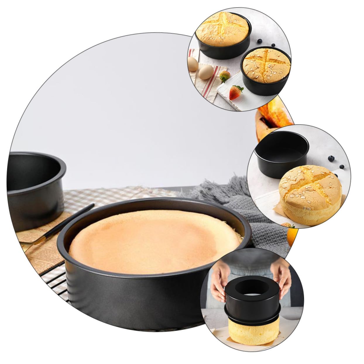 SHINEOFI 3 Stück Teiliges Carbonstahl Backform mit Abnehmbarem Hebeboden Antihaftbeschichtete Kuchenformen für Torten Cheesecakes Mousse Langlebig Kratzfest Leicht zu Lösen