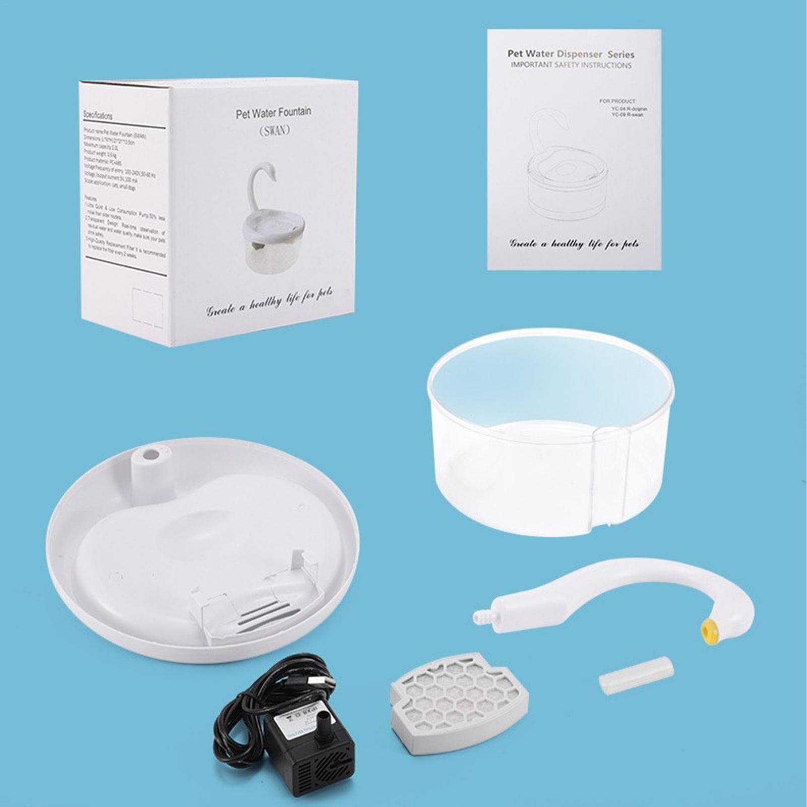 Dispensador de agua para gatos, 2 unidades, agua para gatos con súper