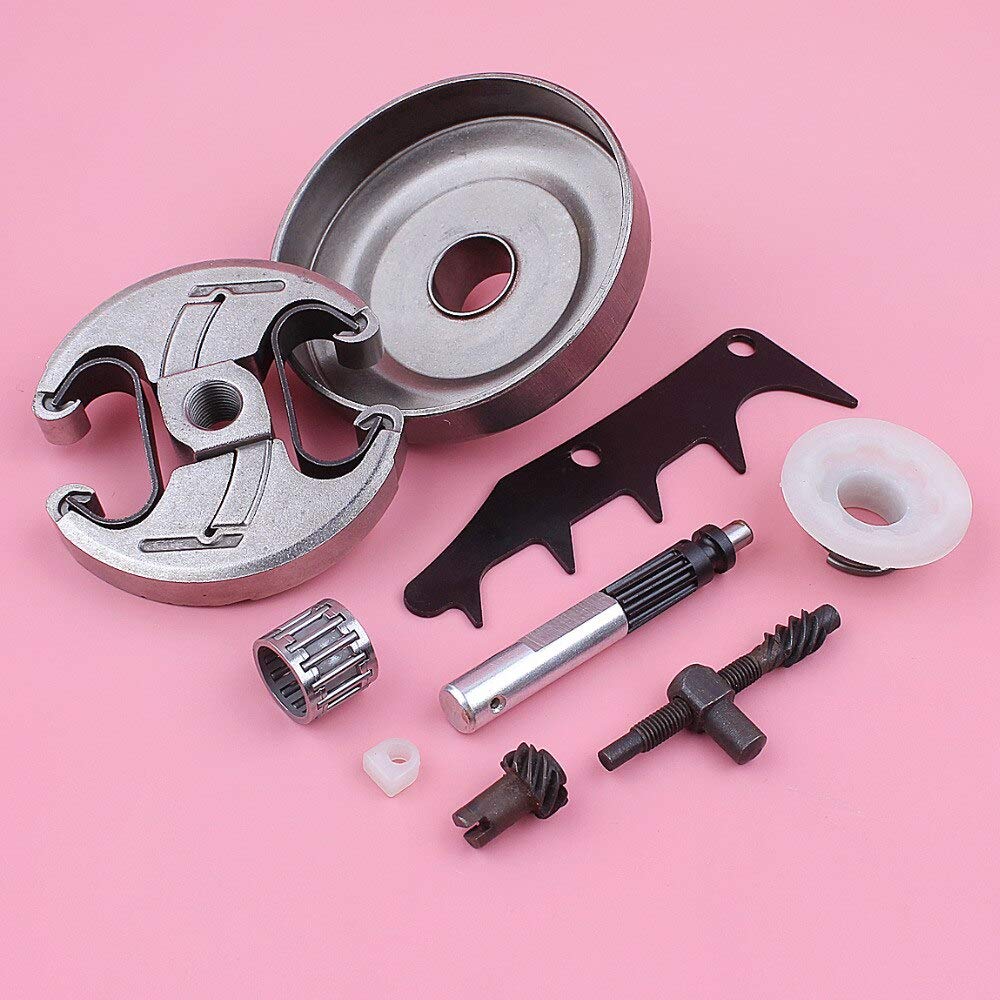 Accesorios Tambor de embrague de cadena 325 7T para compatible con Husqvarna 445 450, tensor de ajuste, bomba de aceite, engranaje helicoidal, motosierra para perros, pieza de repuesto