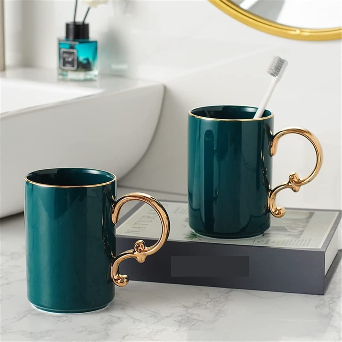 Badzubehör Set Badezimmer Set Bad-Accessoires-Set Badezimmer-Toilettenartikel-Set Aus Keramik, Badezimmerzubehör, Kreativ-Kit, Grün, Im Europäischen Stil, Badezimmer-Accessoires-Set Badezimmer Zubehör