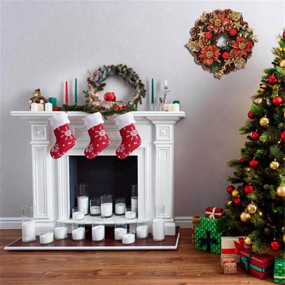 Guirlande De Noël Fleurs Artificielles Berry Pine Cone À La Main Arbre De Noël Porte Suspension Guirlande Décoration De Noël