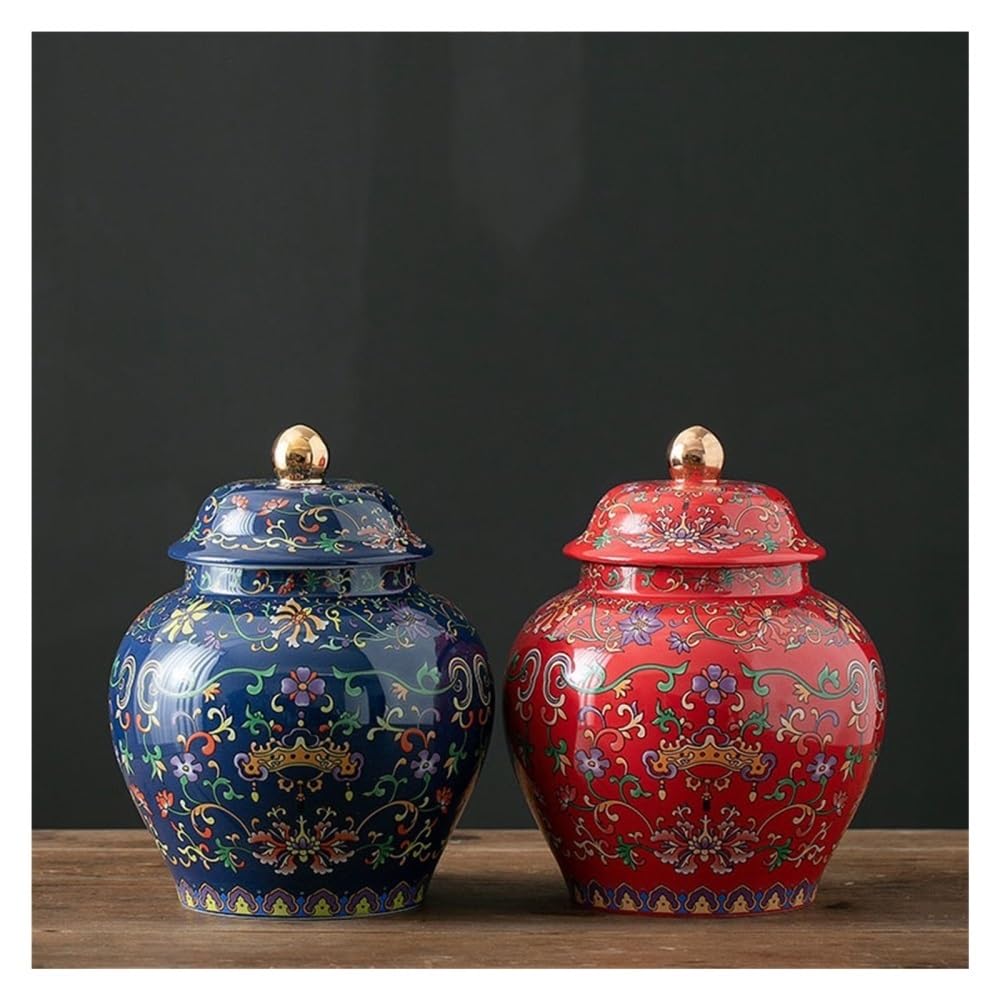 Pojemnik na herbatę Klasyczny emaliowany ceramiczny pojemnik na herbatę, duży, czarno-zielony, zamykany słoik do przechowywania w domu(Blue)