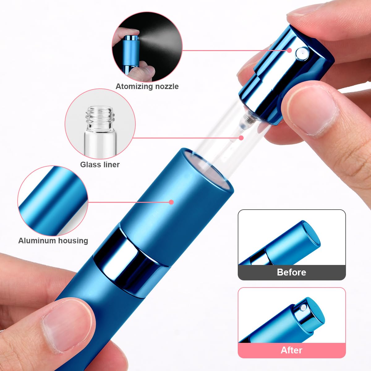 ACWOO 3 Pezzi 10ml Mini Bottiglia di Profumo, Atomizzatore Profumo Portatile, Bottiglia di Spruzzo Portatile di Viaggio per Viaggiare, Festa, Vita Quotidiana