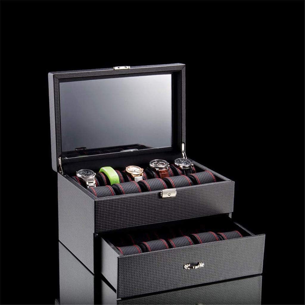 Boîte à bijoux pour homme et femme, boîte à bijoux avec dessus en verre,